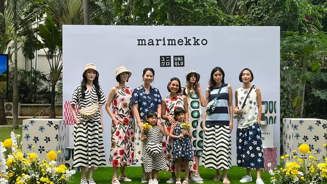Andien Aisyah saat peluncuran UNIQLO x marimekko Summer 2024 di kawasan Jakarta Selatan pada Selasa (7/5/2024).