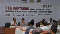 Pendaftaran pasangan calon Cagub dan Cawagub Aceh di KIP Aceh, Banda Aceh, Rabu (21/9/2016). (Liputan6.com/Windy Phagta)