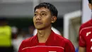Pemain Timnas Indonesia, Beckham Putra memasuki lapangan pertandingan saat laga FIFA Matchday melawan Chinese Taipei di Stadion Gelora Bung Tomo (GBT), Surabaya, Jumat (05/09/2025). (Bola.com/Abdul Aziz)
