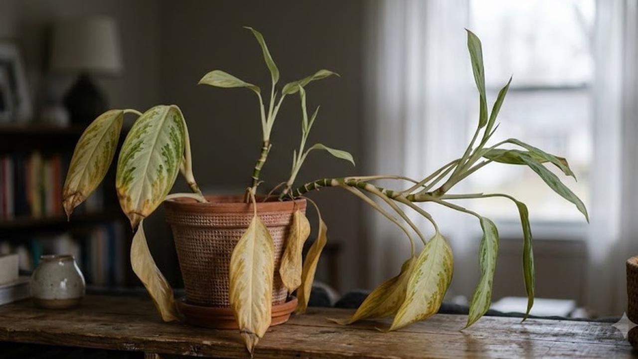 Tanda Aglaonema Kekurangan Cahaya (AI generated)