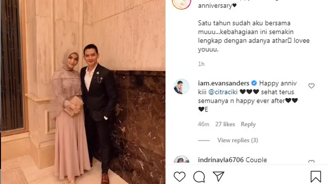 Citra Kirana ulang tahun pernikaha denga Rezky Adhitya