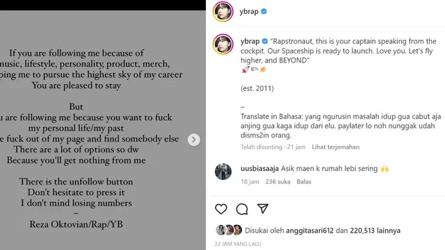Reza Arap Minta Hater Pergi dari Hidupnya