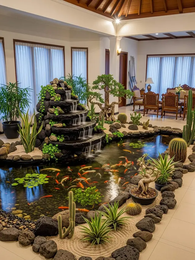 Inspirasi Kolam Ikan dalam Rumah dengan Konsep Taman Kering untuk Hunian Anda