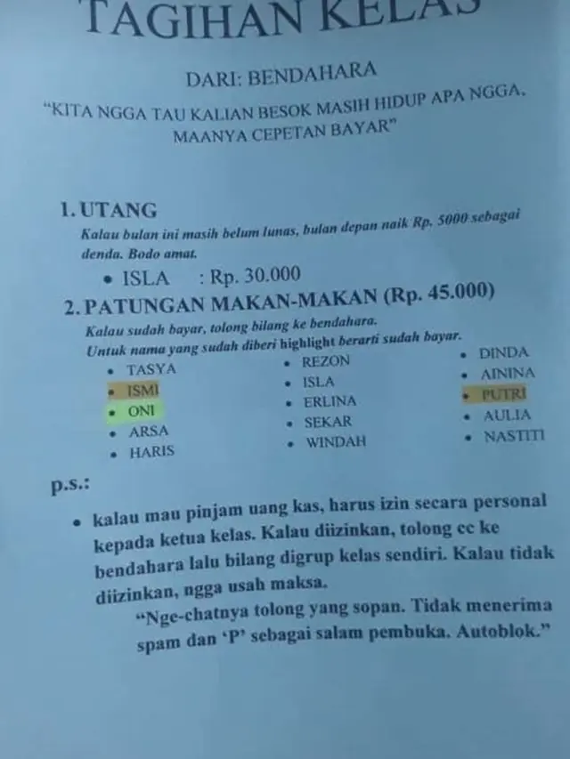 6 Peraturan di Kelas Ini Kocak Banget, Penuh Perhitungan