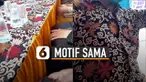 Motif batik pada taplak meja itu sama dengan kemeja batik yang dipakai.