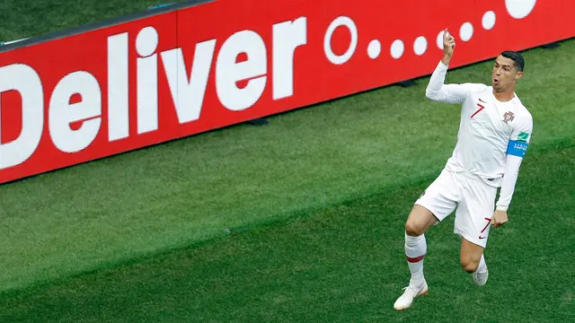 Selebrasi Ronaldo Usai Cetak Gol ke Gawang Maroko