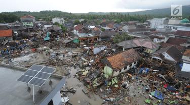 Pandangan Udara Kerusakan Terparah Akibat Tsunami Selat Sunda