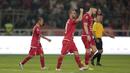 Gelandang Persija Jakarta, Joan Tomas, merayakan gol yang dicetaknya ke gawang Persipura Jayapura pada laga Shopee Liga 1 di Stadion Utama Gelora Bung Karno, Senayan, Jakarta, Kamis (28/11). Persija menang 1-0 atas Persipura. (Bola.com/Yoppy Renato)