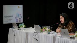 Direktur PT Elang Mahkota Teknologi Tbk. (EMTEK) Titi Maria Rusli dalam paparan publik EMTEK, di Jakarta, Rabu (29/6/2022). Rapat Umum Pemegang Saham Tahunan (RUPST) PT Elang Mahkota Teknologi Tbk. (EMTEK) memutuskan tidak membagikan dividen dari laba bersih 2021. (Liputan6.com/Faizal Fanani)