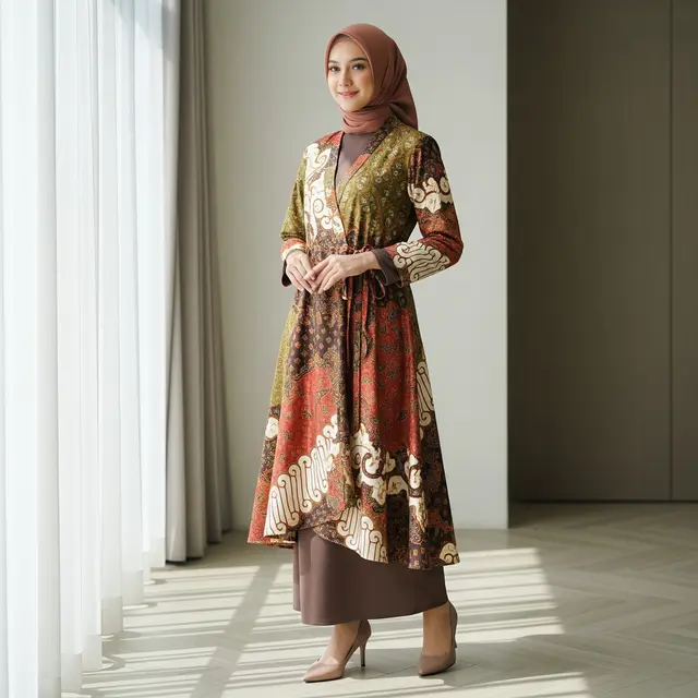 Model Outer Batik Sutra Syar’i