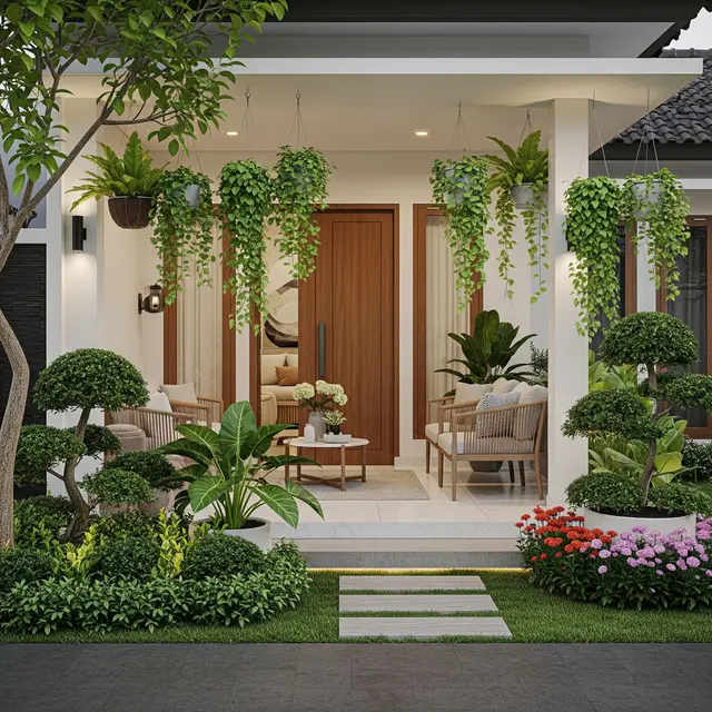 Teras Rumah Kampung Minimalis (Gemini AI)