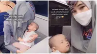 Aksi Pramugari Kereta Momong Anak Penumpang. (Sumber: TikTok/ @adindarezaperma)