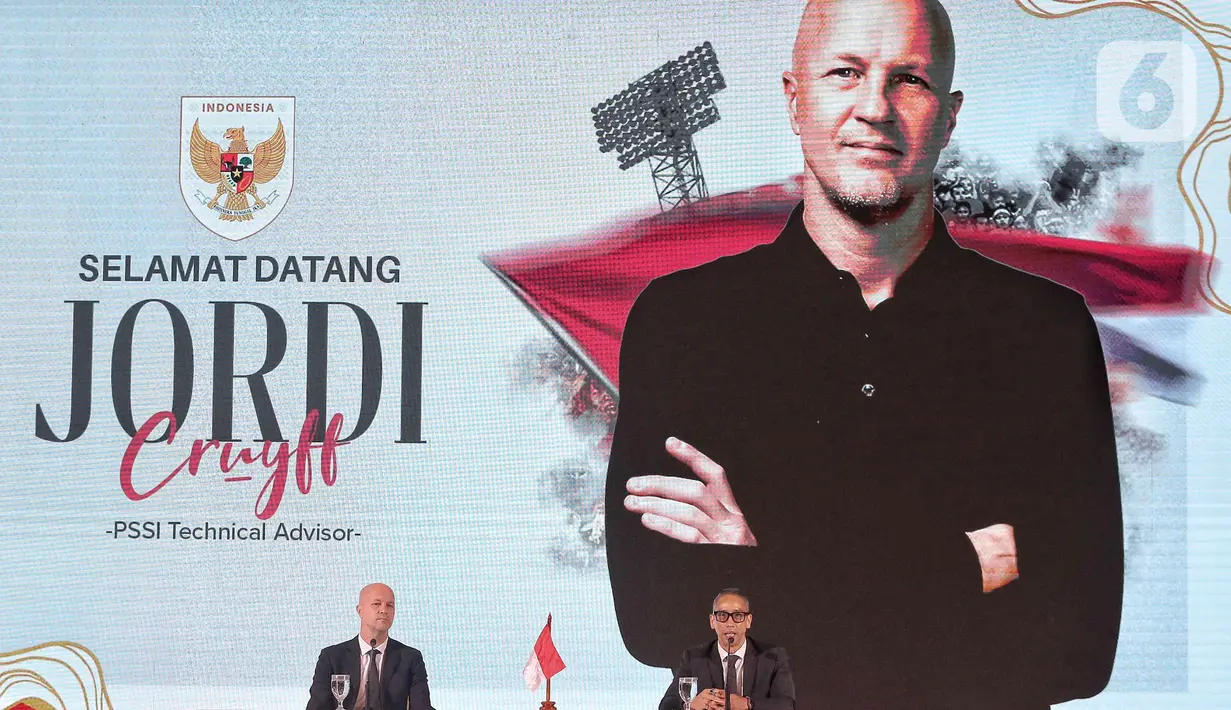 Saat acara perkenalan, sebagai Penasihat Teknik PSSI yang baru, Jordi Cruyff memberikan beberapa saran terkait kriteria direktur teknik yang cocok untuk Skuad Garuda. (Liputan6.com/Angga Yuniar)