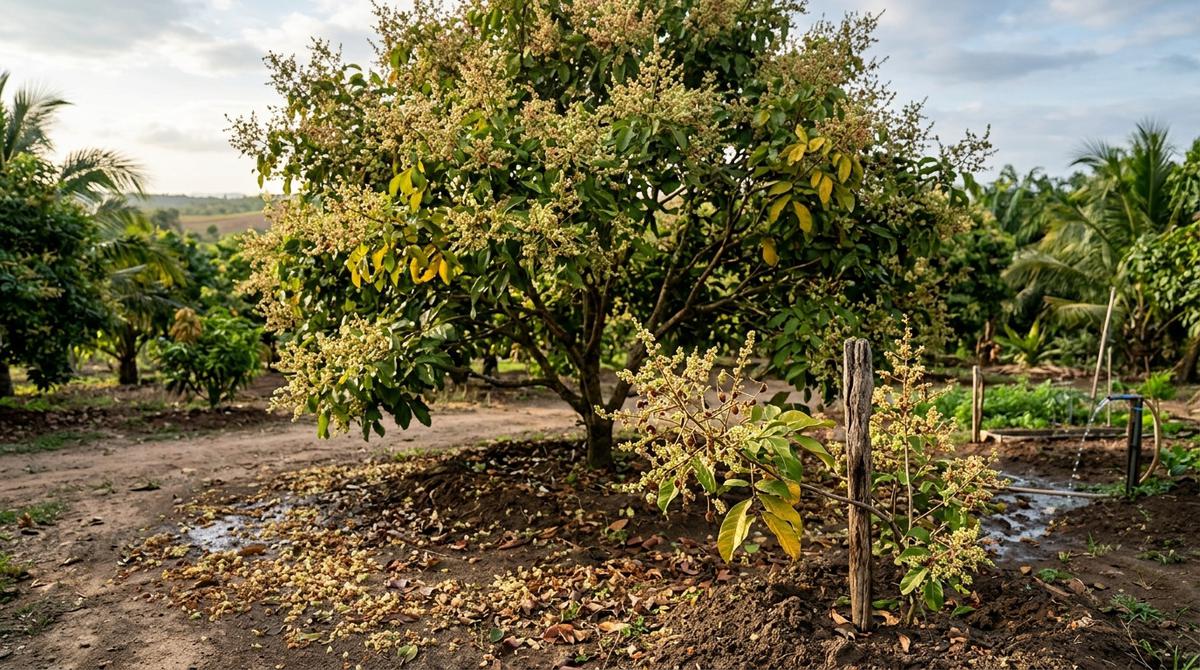 Penyebab Pohon Rambutan Berbunga tapi Tidak Berbuah (AI Generated)