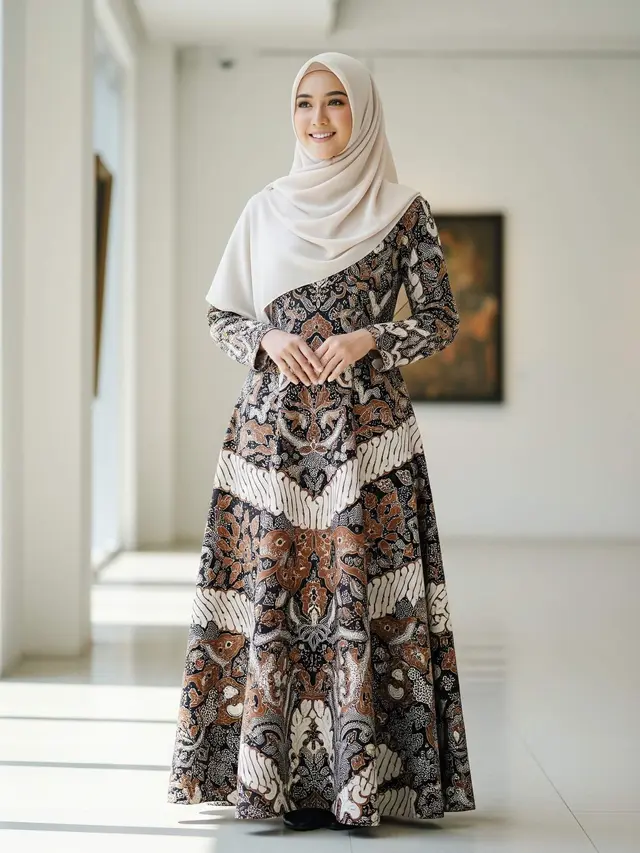 Model Gamis Batik Cap Handmade Earth Tone