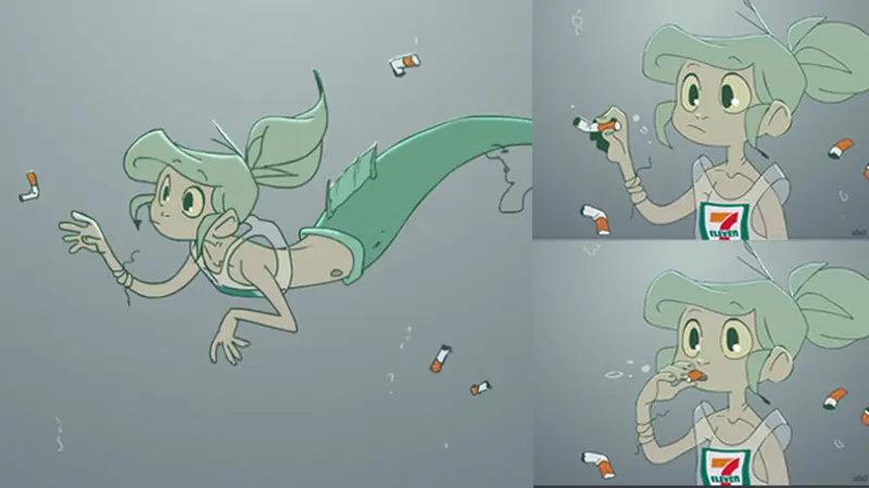 Trashmaid Menyedihkan Sekaligus Lucu, Seniman Ini Bayangkan Mermaid yang Hidup di Laut Penuh Sampah