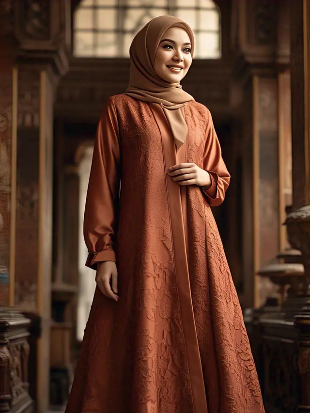 Gamis Brokat Terracotta 2025
