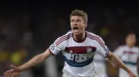 Striker Bayern Muenchen Thomas Muller saat bermain di ajang Liga Champions 2015