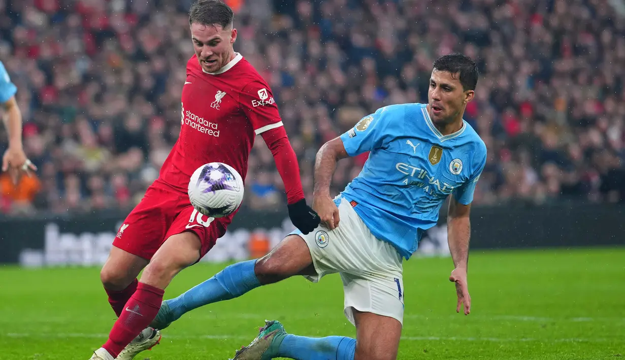 Bermain di Stadion Anfield, Liverpool gagal meraih poin penuh setelah bermain imbang 1-1 melawan Manchester City. (AP Photo/Jon Super)