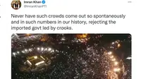 PM Imran Khan dilengserkan lewat mosi tidak percaya, pendukung turun ke jalan. Dok: Twitter @ImranKhanPTI