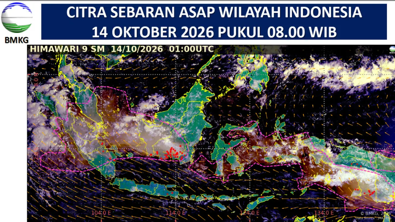 Cita Sebaran Asap Wilayah Indonesia hari ini 14 Oktober 2026