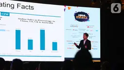 Global Marketing Director Mayora Ricky Afrianto saat menjadi pembicara  dalam forum pemasaran digital MMA Impact Indonesia 2019 di Jakarta, Kamis (3/10/2019). MMA Impact Indonesia 2019 membahas seluk beluk dan peluang mengenai pemasaran digital di Indonesia. (Liputan6.com/Angga Yuniar)