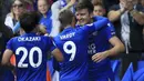 Leicester City menempati urutan kedua dengan total lima gol hingga pekan kedua Premier League 2017-2018. (Nigel French/PA via AP)