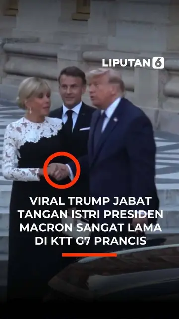 Viral Trump Jabat Tangan Istri Presiden Macron Sangat Lama di KTT G7 Prancis
