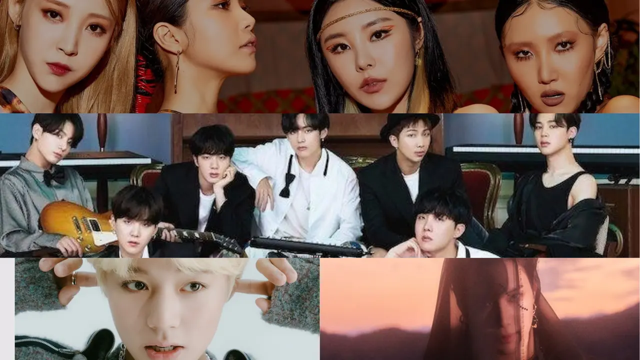 Ilustrasi K-Pop comeback November 2020. (RBW, Big Hit Entertainment, SM Entertainment, Maroo Entertainment  via Soompi)