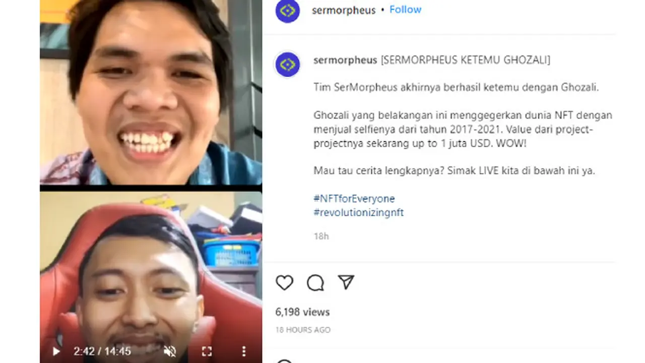 IG Live SerMorpheus bersama Ghozali Everyday. Dok: Instagram @sermorpheus