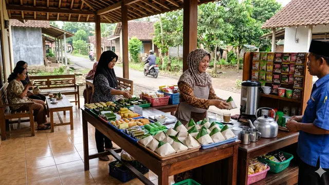Kombinasi 3 Usaha di Teras Rumah Desa untuk IRT (Foto: Gemini AI)