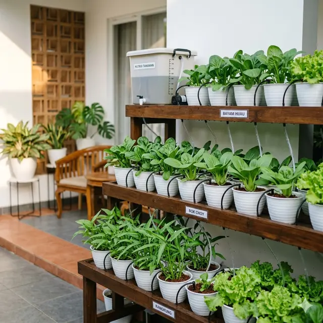 Ide Kebun Semi Hidroponik Sederhana di Teras Rumah