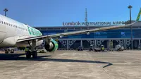 Pesawat maskapai penerbangan Citilink di Bandara Internasional Lombok, Nusa Tenggara Barat (NTB). (dok. Citilink)