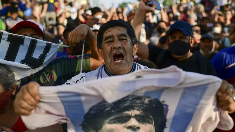 FOTO: Duka Fans Legenda Sepak Bola Argentina Diego Maradona