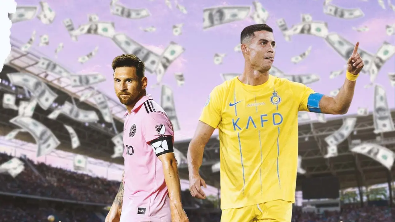 Ilustrasi - Cristiano Ronaldo dan Lionel Messi Bergelimang Uang