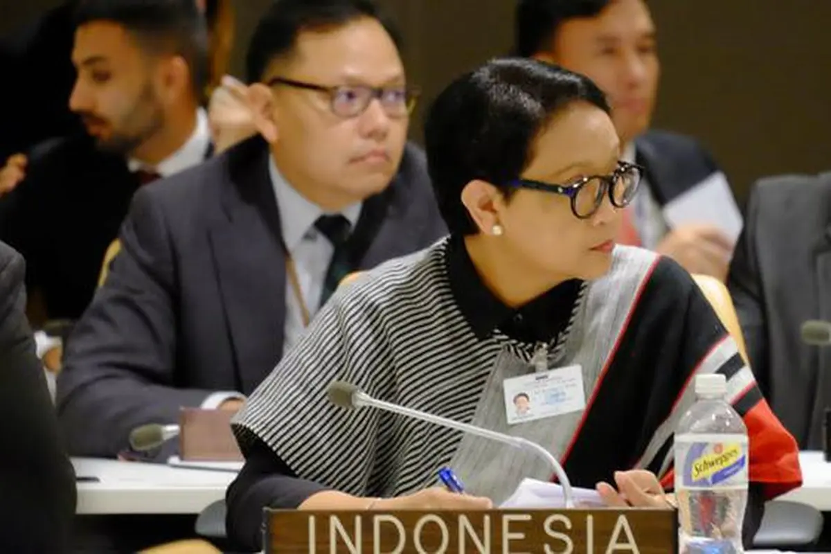 Menteri Luar Negeri RI Retno Marsudi dalam pertemuan sela antar menteri di Sidang Umum PBB 2018 (25/9) (sumber: Kemlu RI)