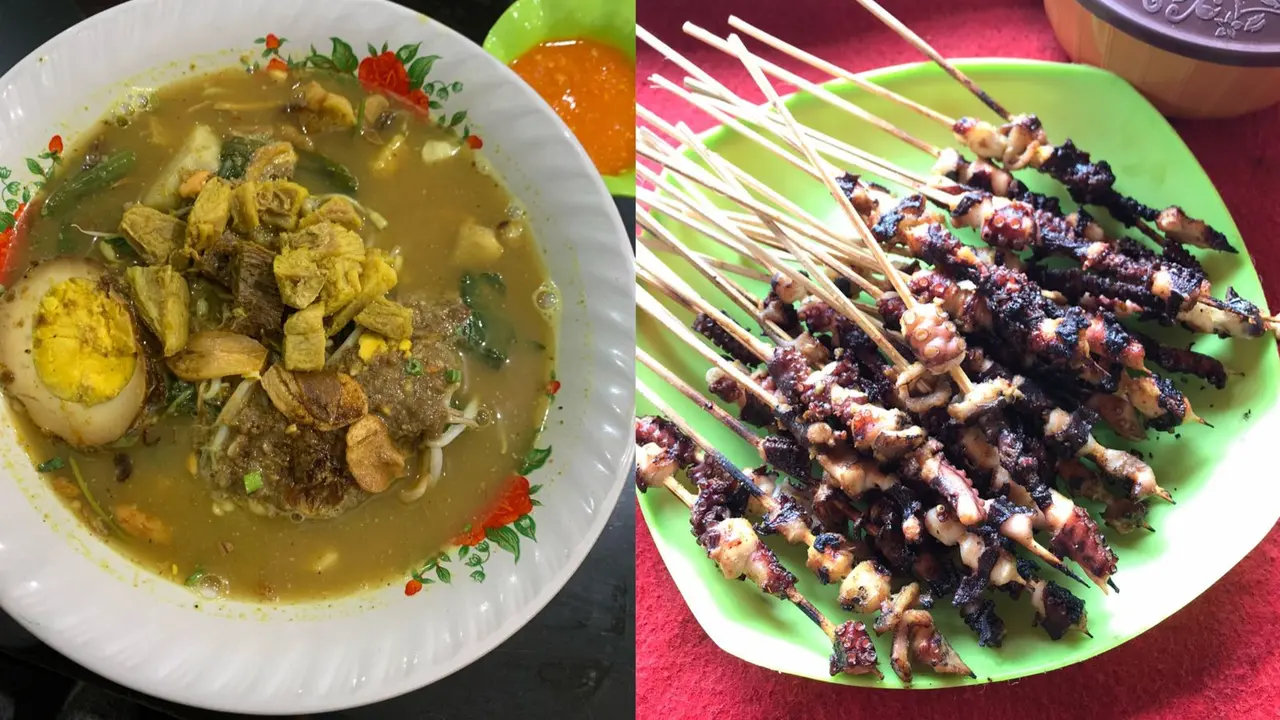 kuliner khas Banyuwangi Rujak Soto dan Sate Gurita