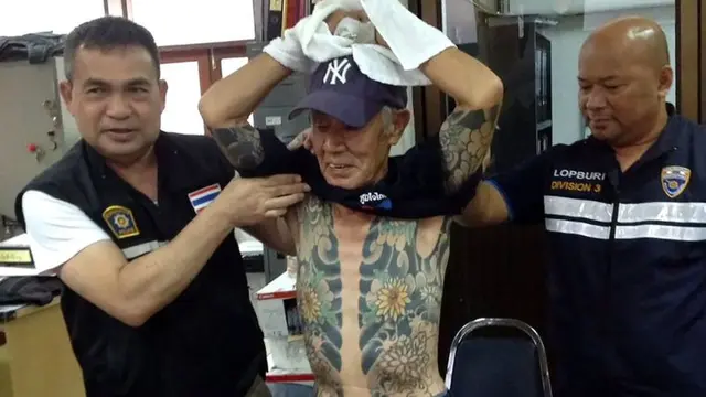 Shigeru Sirai, si bos Yakuza Jepang yang lansia yang telah buron selama 15 tahun, berhasil ditangkap di Thailand (AFP via BBC)