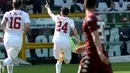 Skuat Serigala Ibukota berhasil memimpin lebih dulu berkat gol yang disarangkan Alessandro Florenzi pada menit ke-57. (AP Photo/Massimo Pinca)