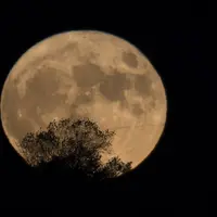 Penampakan supermoon di Santiago de Compostela, Spayol (MIGUEL RIOPA/AFP)
