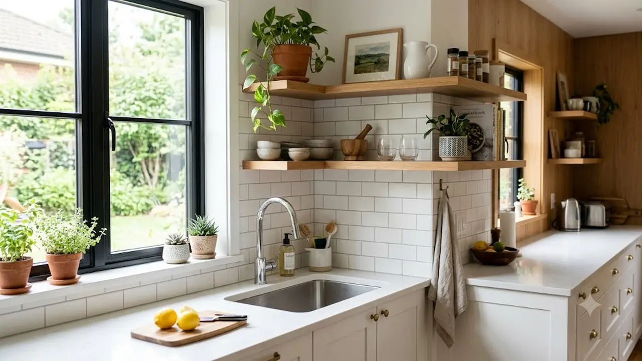 Inspirasi Dapur dengan Ambalan Sudut