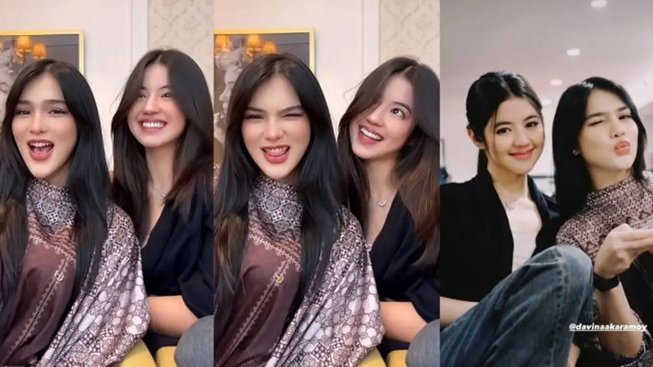 Chemistry Davina Karamoy dan Vonny Felicia di kamera. (credit:tiktok.com/@davinakaramoy, instagram.com/vonnyfelicia)