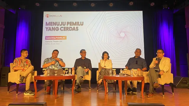 Founder Mediawave Yose Rizal secara resmi meluncurkan platform berbasis artificial intelligence (AI) atau kecerdasan buatan untuk Pemilu 2024 yang dinamakan PEMILU.AI . (Liputan6.com/M Radityo Priyasmoro).