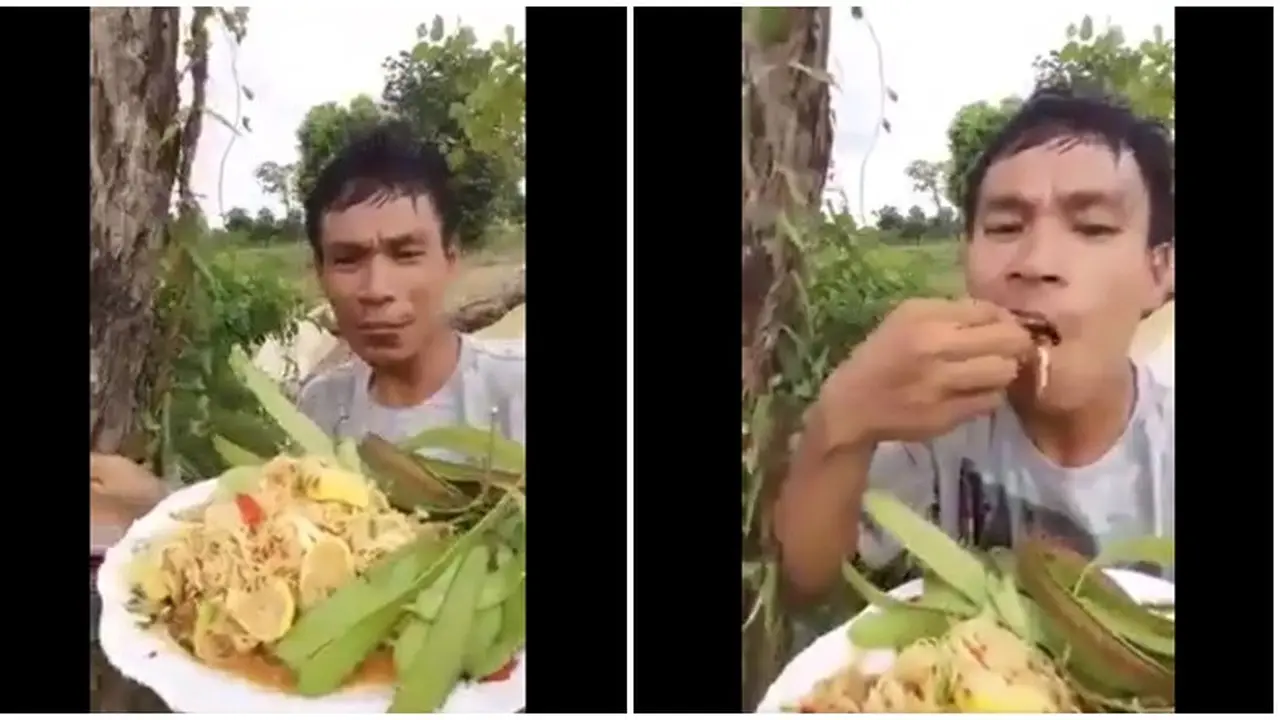 Pria Ini Mukbang Lalapan Di Tempat Tak Terduga, Ujungnya Menyedihkan