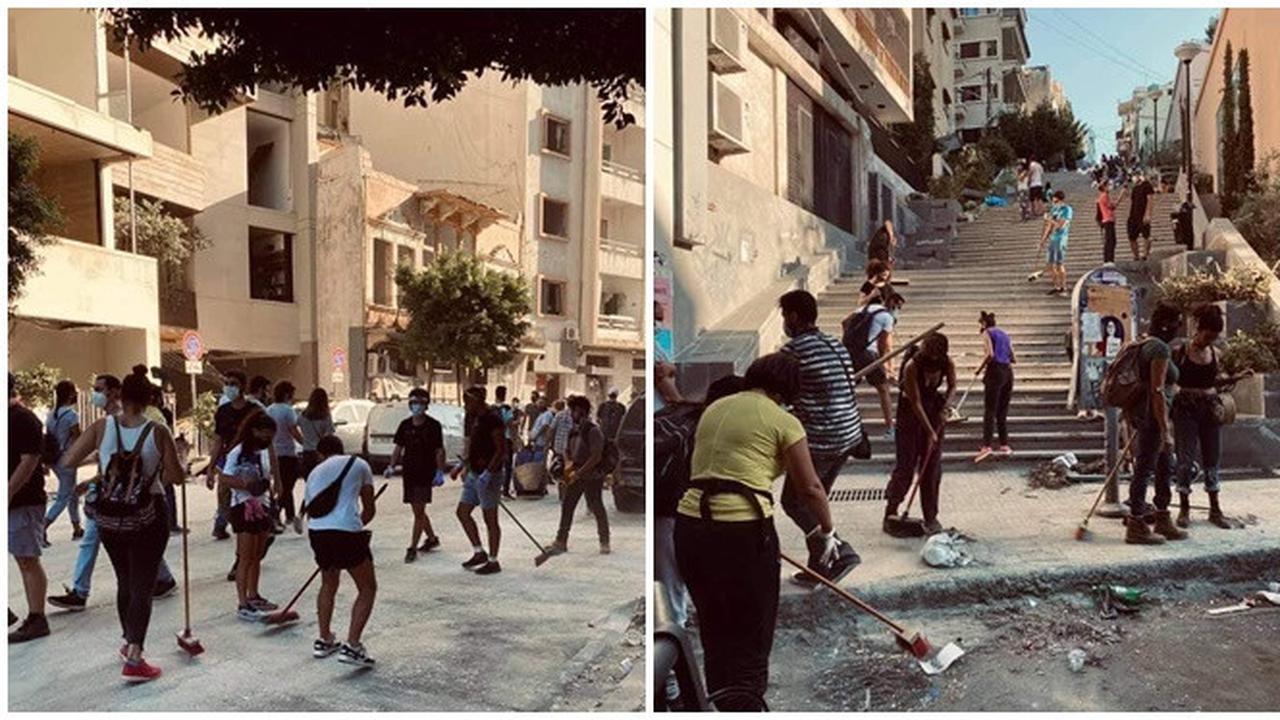6 Momen Warga Lebanon Gotong Royong Bersihkan Kota Sisa Ledakan, Bikin Salut
