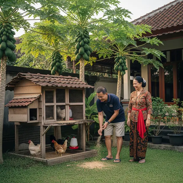 Cara Memadukan Ayam Kampung dan Pohon Pepaya