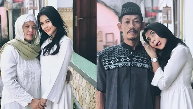 Nanda Mei Sholiha dilahirkan sebagai anak pertama di keluarganya. Ini potret Nanda saat bersama orangtuanya.