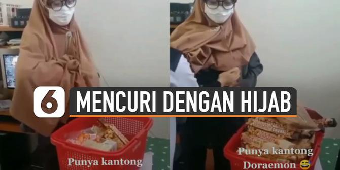 VIDEO: Miris, Wanita Sembunyikan Barang Curian di Balik Hijab