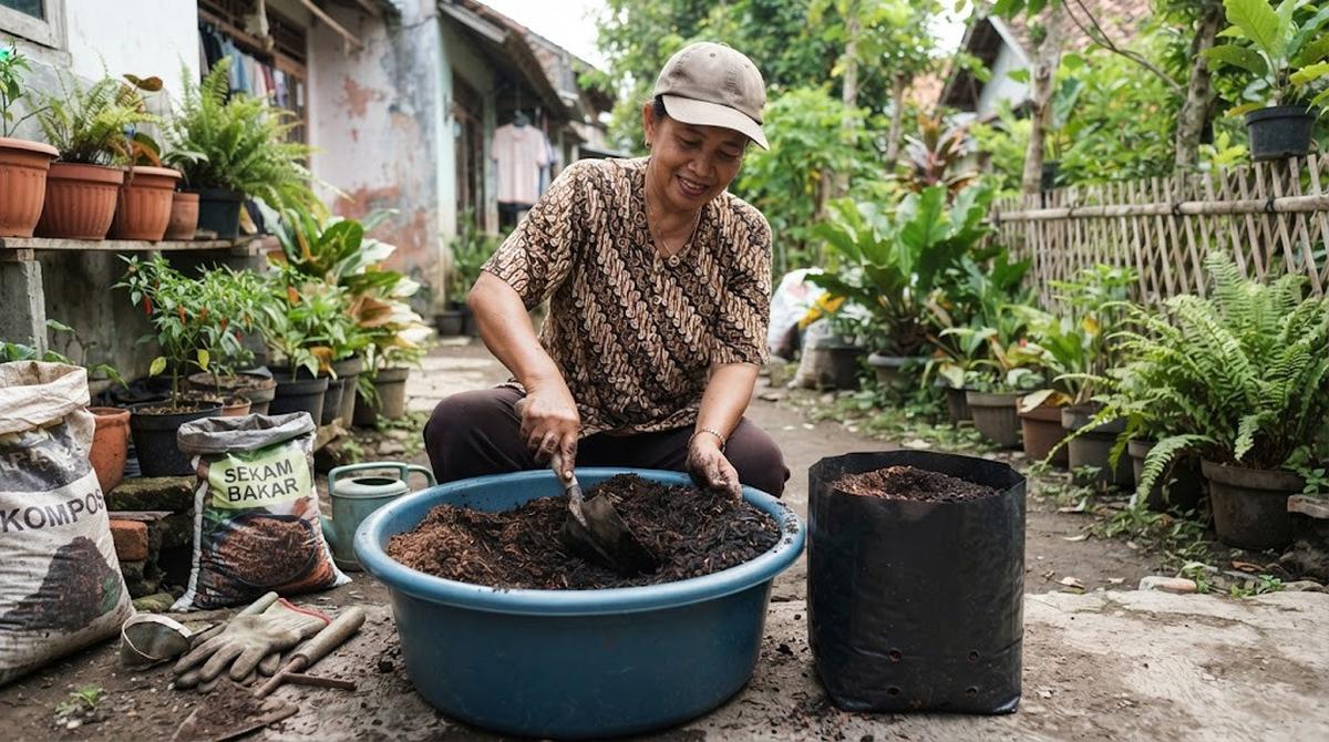 Meracik Media Tanam di Polybag yang Gembur