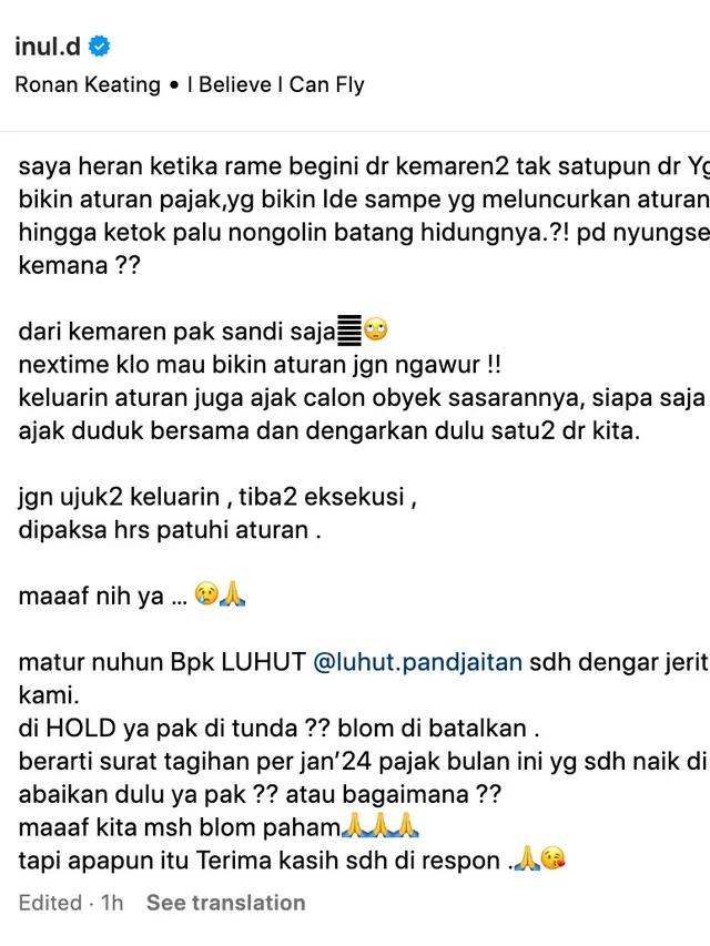 Unggahan Inul Daratista. (Foto: Dok. Instagram @inul.d)